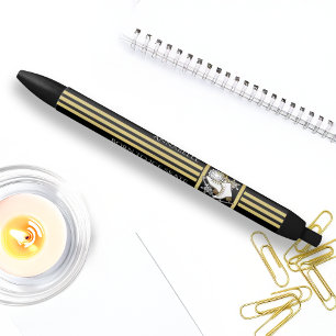 Personalized Black and Gold Glitter Ice Skating Pen