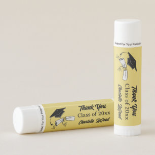 Personalized Black and Gold Graduation Party Favor Lip Balm