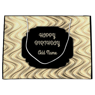 Personalized Black and Gold Large Gift Bag