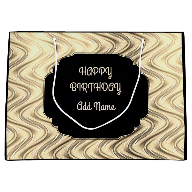 Personalized Black and Gold Large Gift Bag (Front)