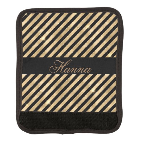 Personalized Black and Gold Luggage Handle Wrap