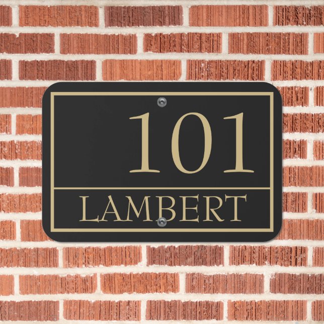 Personalized Black And Gold Metal Sign (In Situ(Brick))