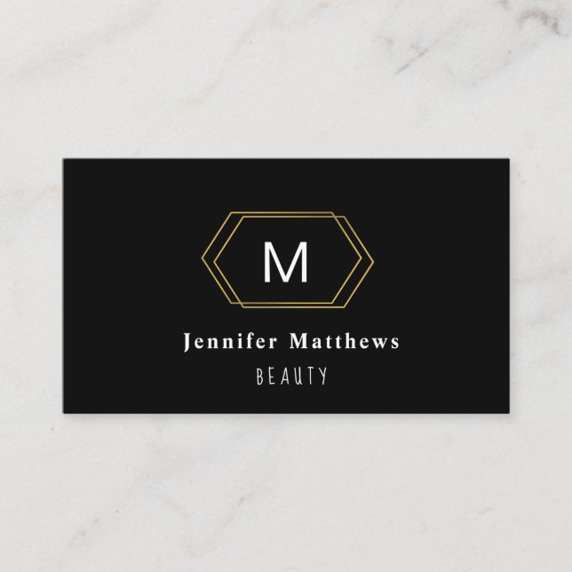 Personalized black and gold Modern makeup artist Business Card (Front)