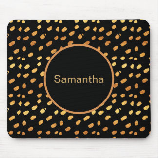 Personalized Black and Gold Monogram Mousepad
