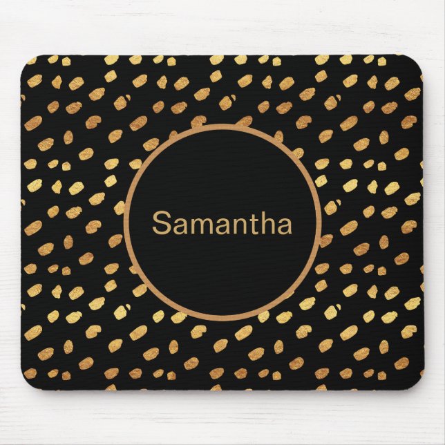 Personalized Black and Gold Monogram Mousepad (Front)
