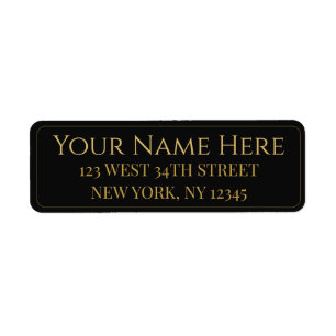 Personalized Black and Gold Name and Address on Label