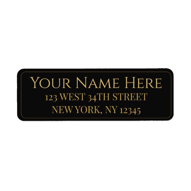 Personalized Black and Gold Name and Address on Label (Front)