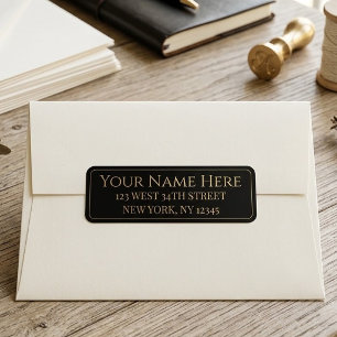 Personalized Black and Gold Name and Address on Label