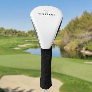 Personalized Black And Gold Name Golf Clubs Head Cover