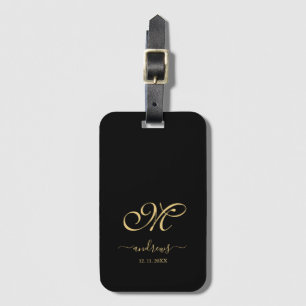 Personalized black and Gold Name Signature Luggage Tag