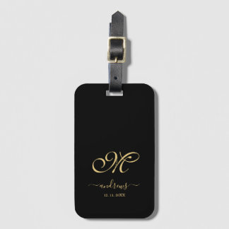 Personalized black and Gold Name Signature Luggage Tag