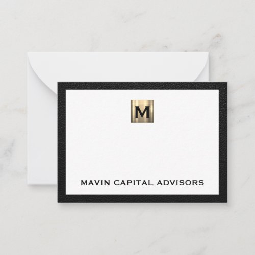 Personalized Black and Gold Note Card Company Name