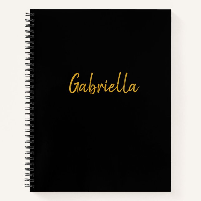 Personalized Black and Gold Notebook (Front)