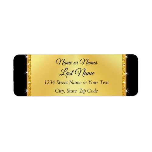 Personalized Black and Gold Return Address Labels