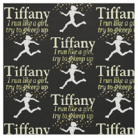 PERSONALIZED BLACK AND GOLD RUNNER GIRL FABRIC