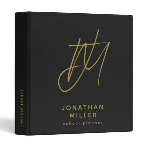Personalized Black and Gold School Planner Binder