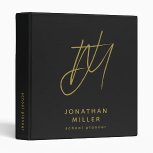 Personalized Black and Gold School Planner Binder