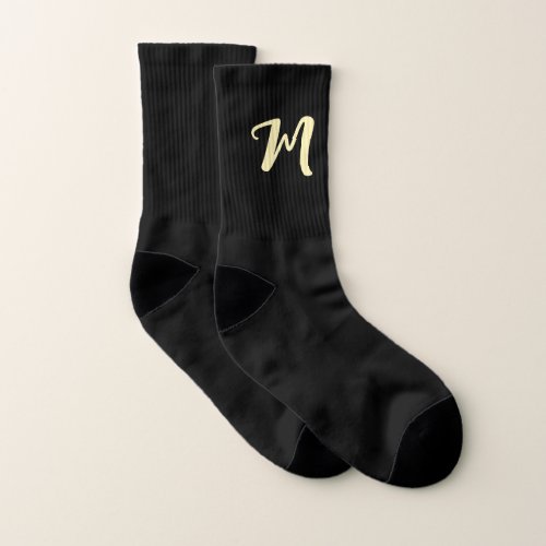 Personalized Black And Gold Script Name Socks