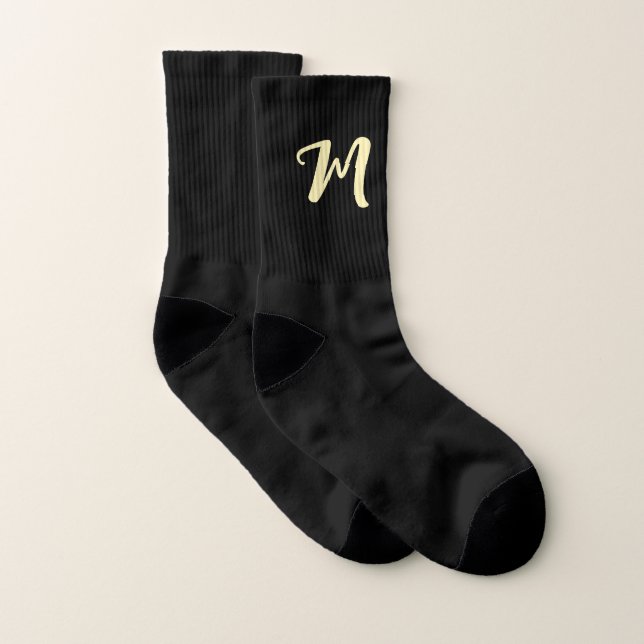 Personalized Black And Gold Script Name Socks (Pair)