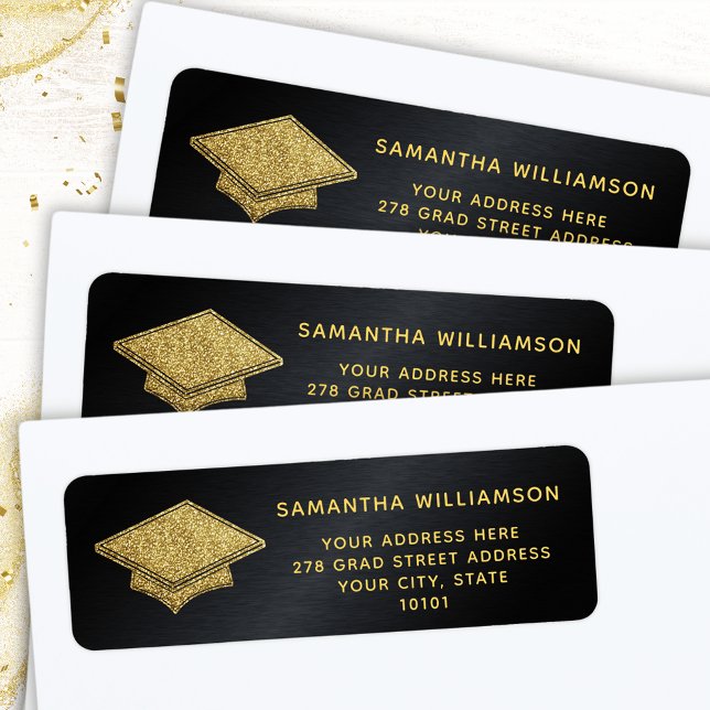 Personalized Black and Gold Simple Graduation Label (Creator Uploaded)