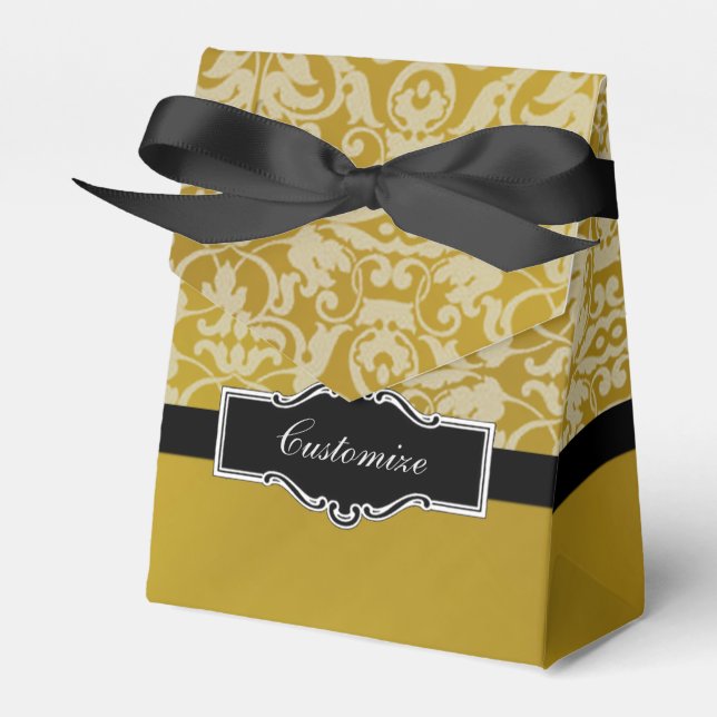Personalized Black and Gold Tent Favor Box (Front Side)