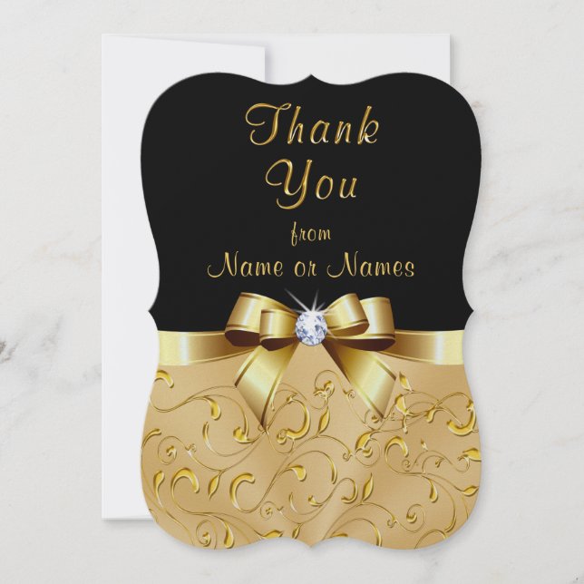 Personalized, Black and Gold Thank You Cards (Front)