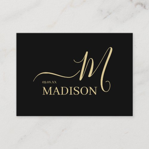 Personalized Black And Gold wedding  Enclosure Card