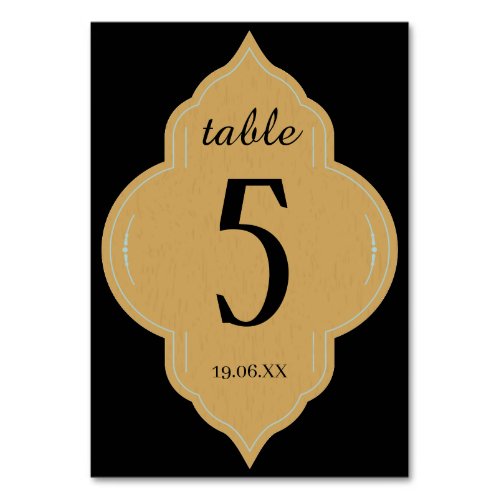 Personalized black and gold Wedding Table Card