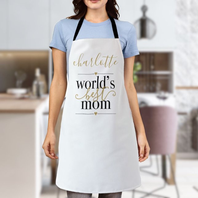 Personalized Black and Gold Worlds Best Mom Apron (Personalized Black and Gold Worlds Best Mom Apron)
