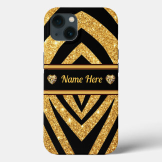Personalized Black and Gold Zebra Print Phone Case