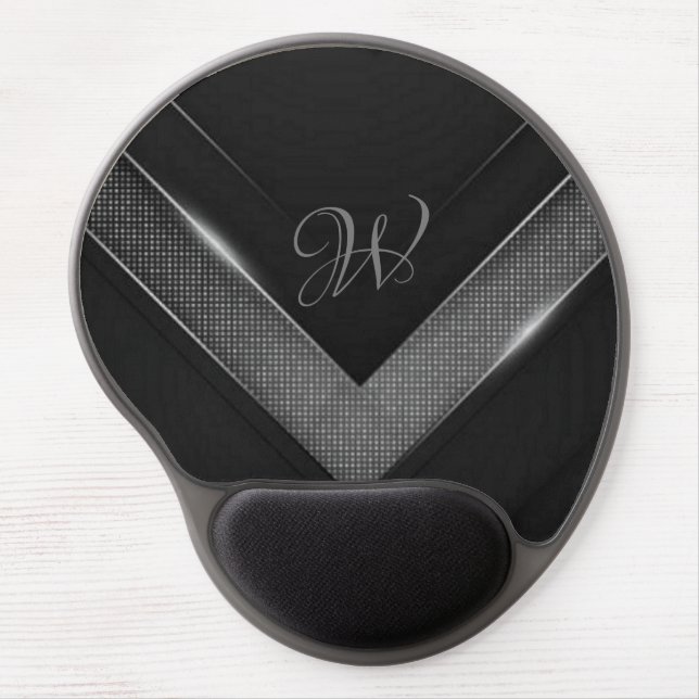 Personalized Black And Gray Chevron  Gel Mouse Pad (Front)