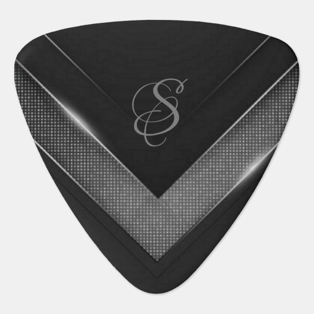 Personalized Black And Gray Chevron  Guitar Pick (Front)