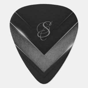 Personalized Black And Gray Chevron Guitar Pick