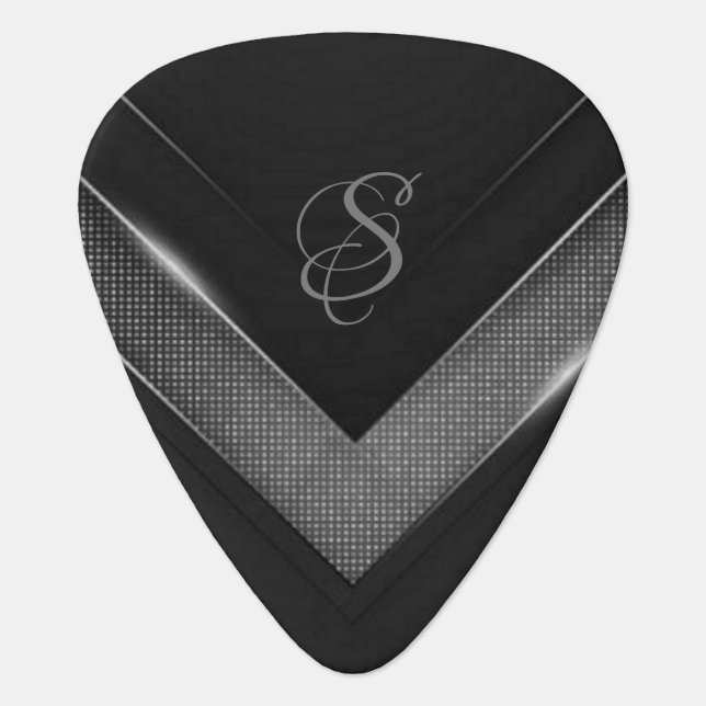Personalized Black And Gray Chevron Guitar Pick (Front)