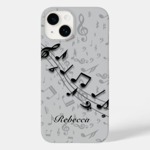 Personalized black and gray musical notes Case-Mate iPhone 14 case