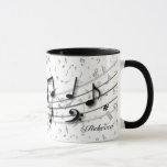 Personalized Black And Gray Musical Notes Mug at Zazzle