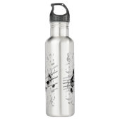 Personalized black and gray musical notes stainless steel water bottle (Back)