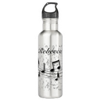 Personalized black and gray musical notes stainless steel water bottle Personalized black and gray musical notes stainless steel water bottle