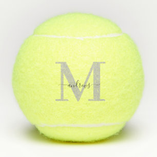Personalized black and gray Signature Name Tennis Balls