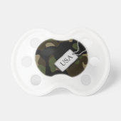 Personalized Black and Green Forest Military Camo Pacifier (Front)