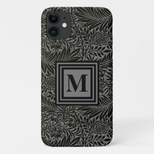 Personalized Black and Grey Botanical Monogram iPhone 11 Case