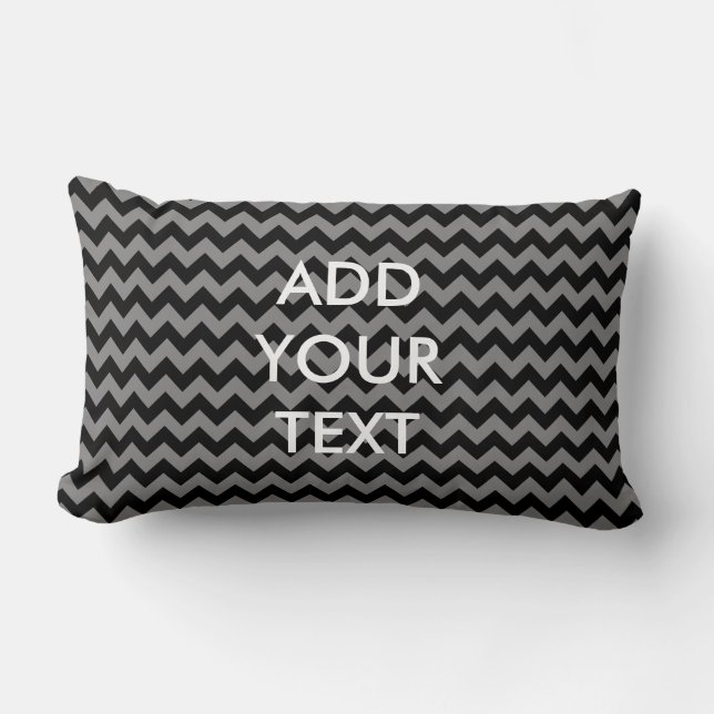Personalized Black and Grey Chevron Pillow (Front)