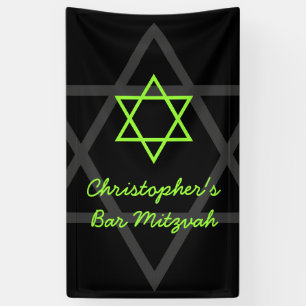 Personalized Black and Lime Green Bar Mitzvah Banner