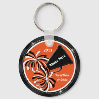 Burgundy Gold Black Cheer Keychains, Personalized Keychain, Zazzle