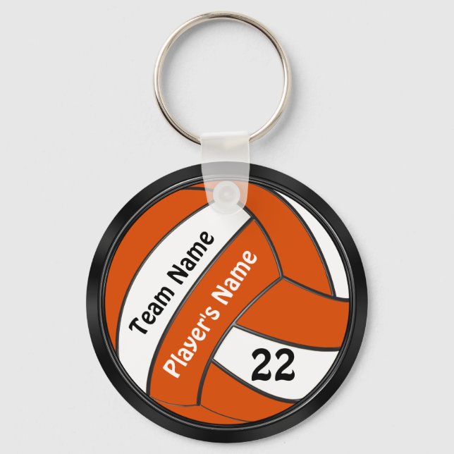 Personalized Black and Orange Volleyball Keychains (Front)