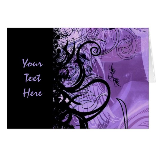 Personalized Black and Purple Goth Pattern Card (Front Horizontal)