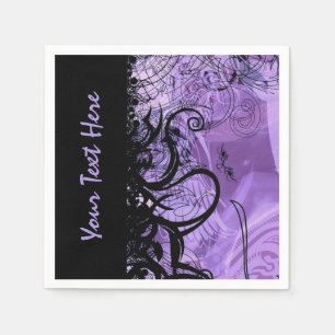 Personalized Black and Purple Goth Pattern Napkins