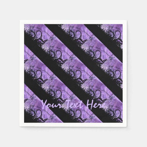 Personalized Black and Purple Striped Napkins