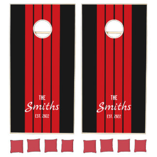 Personalized Black and Red Cornhole Boards Cornhole Set