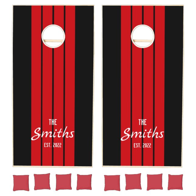 Personalized Black and Red Cornhole Boards Set (Set)